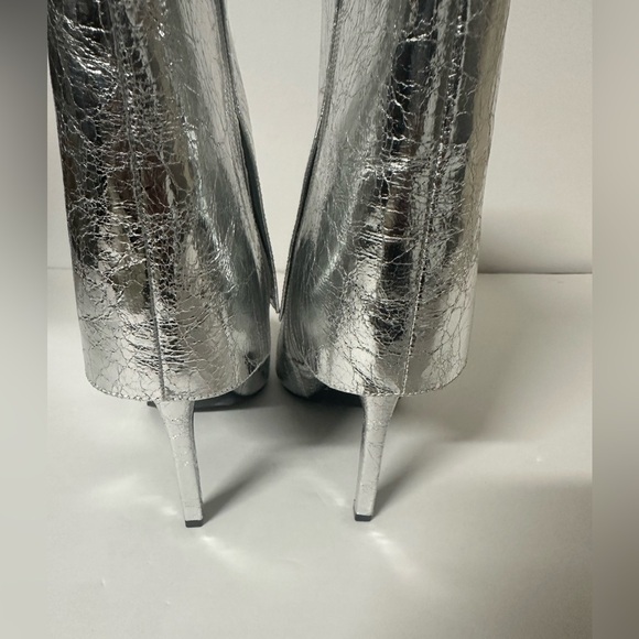 INC Silver Sabeel Cuffed Stiletto Ankle Boots Size 5 - Picture 6 of 7